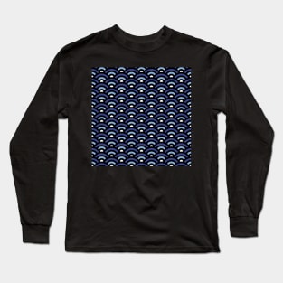 Seigaiha Blue Pattern Long Sleeve T-Shirt